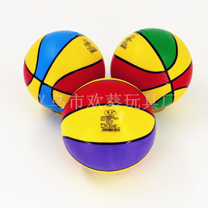 Children's inflatable toys Pat Ball 6 inch painted basketball children's toy ball PCV three-color basketball spot wholesale