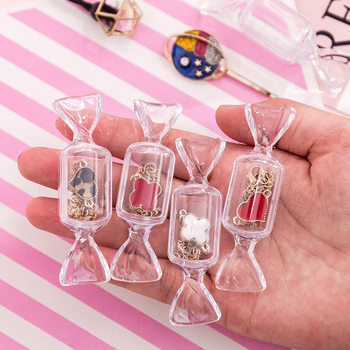 Transparent Candy-Shaped Jewelry Box Internet Celebrity Girl Heart Earrings Earrings Storage Box Mini Portable Jewelry Box