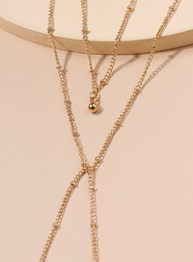 欧美跨境饰品 新品时尚铃铛吊坠项链女 个性夸张多层流苏长款项饰