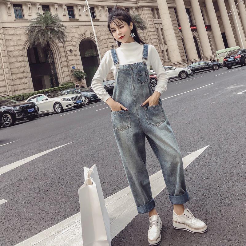 Plus Size Womens Denim Overalls Loose Fit Korean Style Flattering Design Casual Wear for Students OEM Available