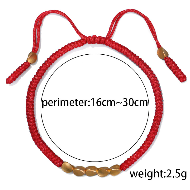 Amazon new jewelry hand-woven Diamond Knot bracelet Xizang creative shaped copper beads red hand rope