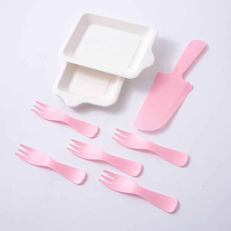 21 customers with 5 sets of 5 Forks 1 knife cake knife and fork combination disposable plastic wave fork cake knife and fork set