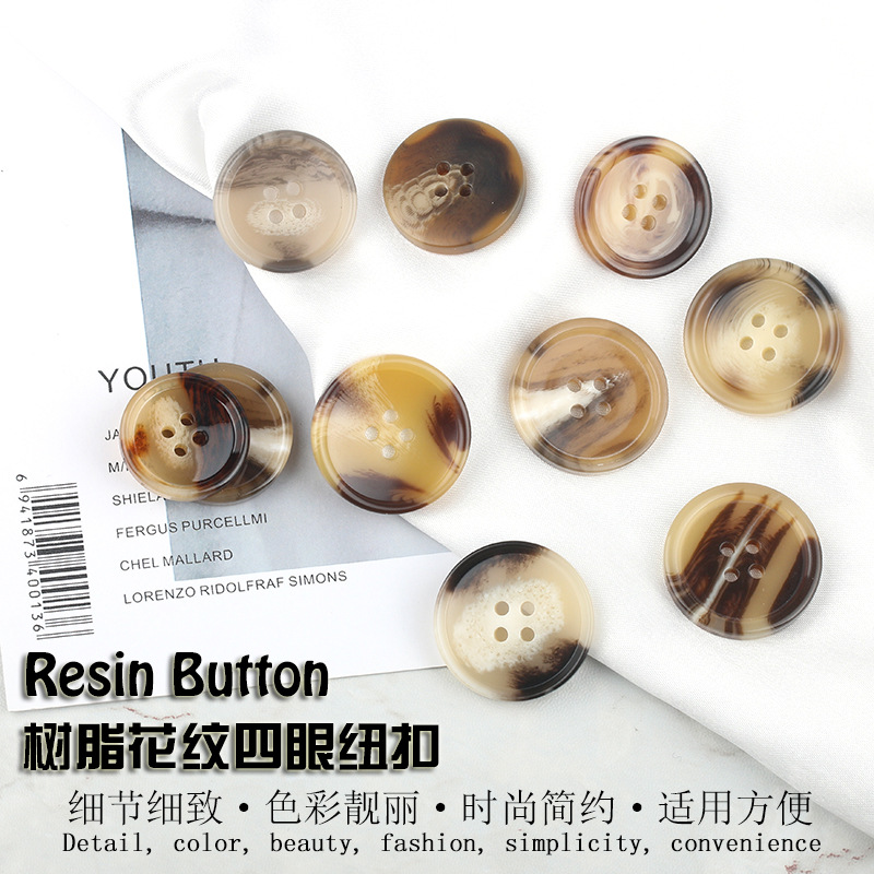 Factory wholesale light curry color resin pattern button suit coat lamb wool coat buckle fashion resin pattern buckle