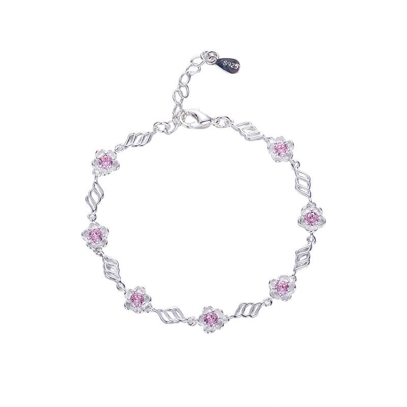 Japanese and Korean style sweet girl heart bracelet female pink zircon cherry blossom bracelet ins Net red style personalized bracelet bracelet