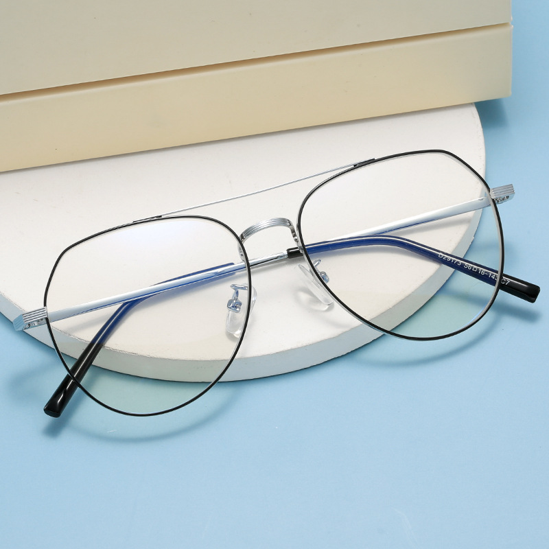 2021 new metal double beam myopia glasses frame toad frame men and women trend ultra light flat mirror wholesale D29173