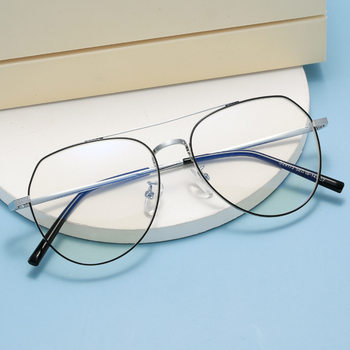2021 new metal double beam myopia glasses frame toad frame men and women trend ultra light flat mirror wholesale D29173