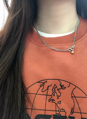 小众钛钢平衡球火柴链条锁骨链