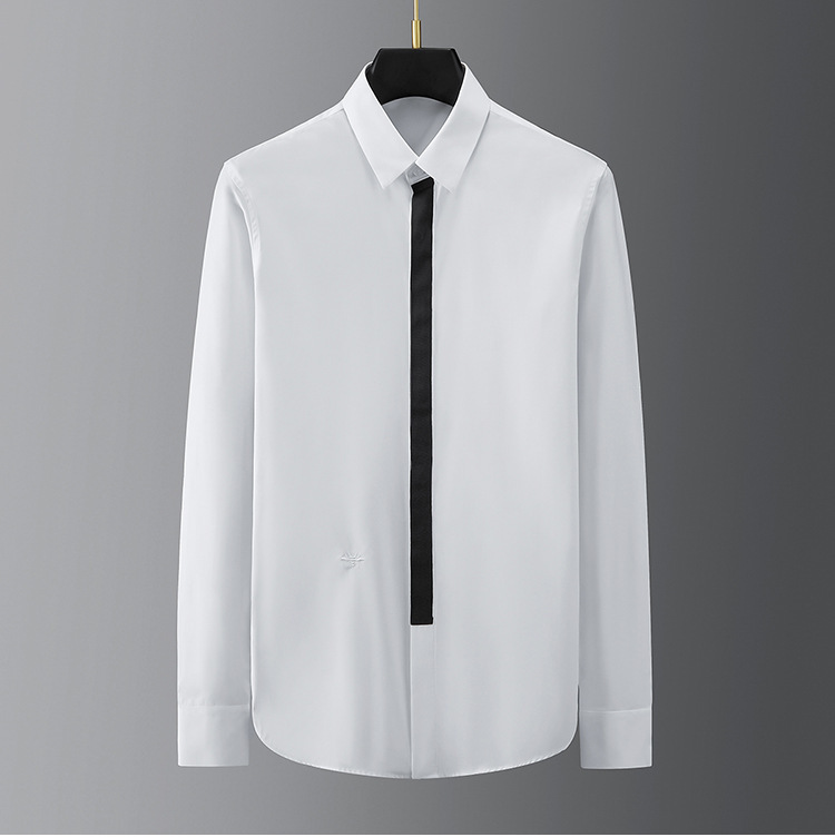Áo sơ mi nam dài tay 100% cotton không cần ủi dáng ôm — Màu đen, Màu trắng