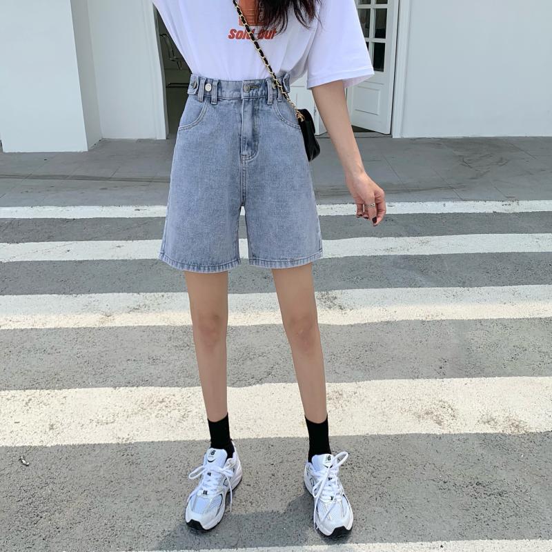 High Waisted Denim Shorts for Women Loose Fit Straight Leg Korean Style Summer Casual Wear Wholesale Available