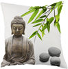 Hot sale Buddha statue bamboo linen single-sided home decoration sofa car seat decorative cushion pillow cover without pillow core