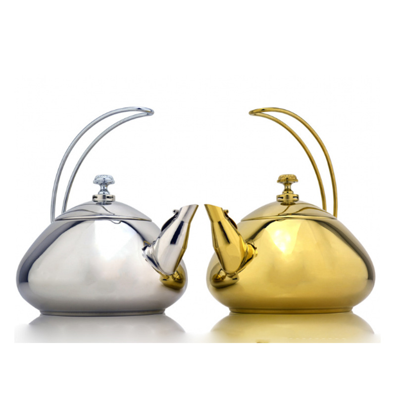 Stainless steel teapot curved handle pot fashion European style teapot induction cooker teapot with tea compartment coffee pot court cold kettle