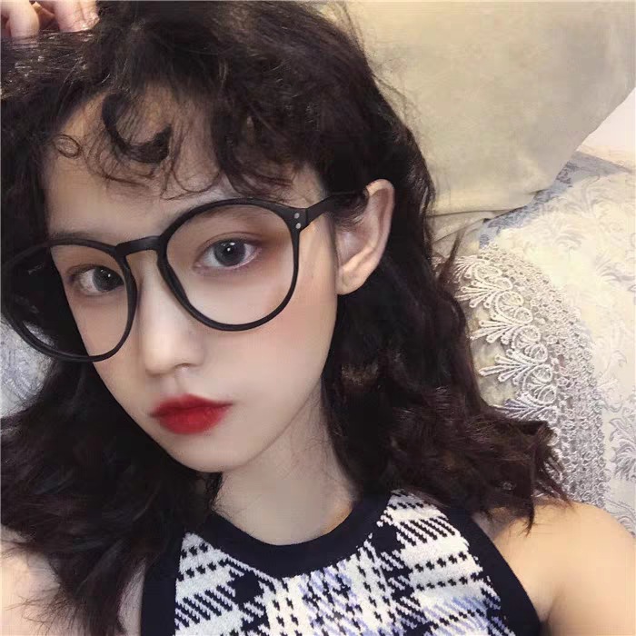 No-Makeup Instagram Retro Black-Framed Glasses for Women, Korean Style Trendy Glasses for Large Faces, Slimming Glasses Frames, Can Be Fitted with Prescription Lenses, Versatile Eyeglass Frames