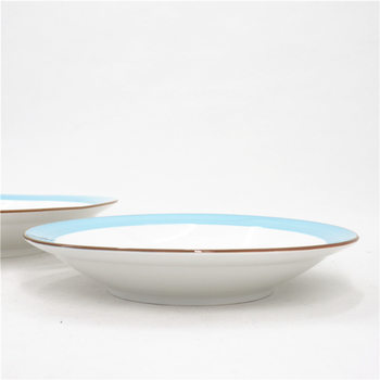 Ceramic Western Soup Plate with Chopped Pepper and Fish Head Hot Plate Snack Fruit Round Deep Plate Hotel Kitchen Chinese Tableware Wholesale