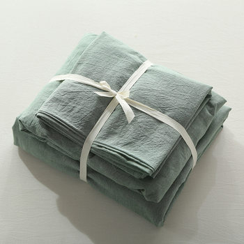 Unprinted Hotel Washed Cotton Four-Piece Set Pure Plain Cotton Quilt Cover Bed Cover 1.8 Bedding Homestay Wholesale