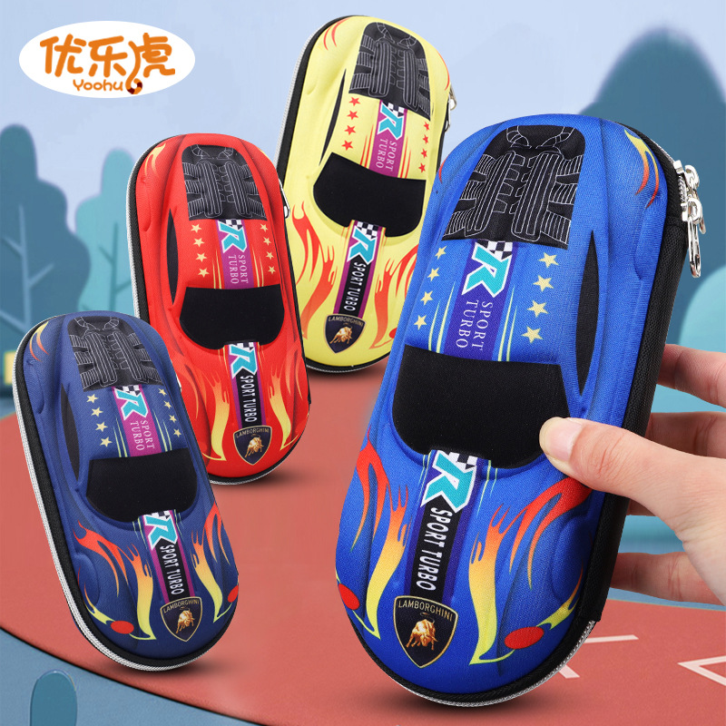 Primary School Children's Boy's Formula Table Large Capacity Wear-resistant Waterproof Zipper Stationery Case Racing Pencil Case Sports Car Pencil Case