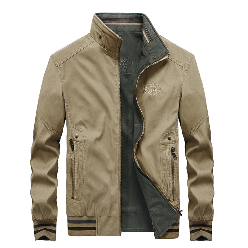 Áo Khoác Bomber Nam Dáng Đứng Lót Hai Mặt Giặt Nước Màu Xanh Navy, Xanh Rêu, Kem