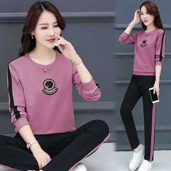 Casual Sports Suit Women's Autumn 2024 New Korean-style Long-sleeved Trousers Large Size Slimming Fashionable Age-reducing Two-piece Suit