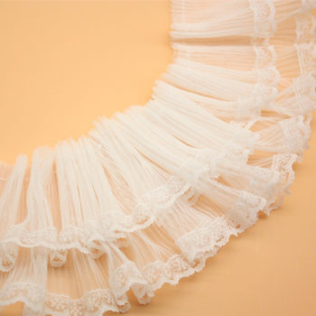 Spot 9cm pressed pleated mesh lace Chinese clothing sleeves DIY clothing toy accessories decorative pleated lace fungus