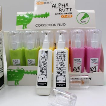 Wholesale correction fluid multi-style cute cartoon bottled correction pen iron head correction fluid correction fluid 12ml stationery