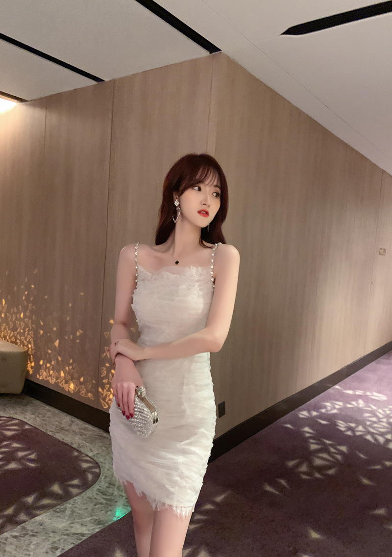 Đầm ren ôm body nữ dáng ngắn gợi cảm — [Trắng], [Đen] chi tiết 16