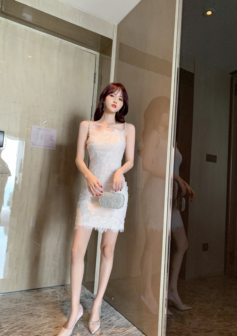 Đầm ren ôm body nữ dáng ngắn gợi cảm — [Trắng], [Đen] chi tiết 11