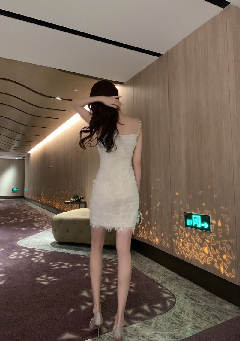 Đầm ren ôm body nữ dáng ngắn gợi cảm — [Trắng], [Đen] chi tiết 17