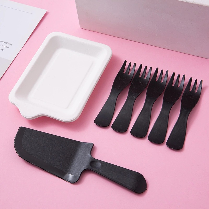 21 customers with 5 sets of 5 Forks 1 knife cake knife and fork combination disposable plastic wave fork cake knife and fork set