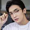 Black Eyebrow Frame Myopia Glasses for Men, Trendy Optional Prescription Eye Frame, Flat Mirror, Comfortable Korean Style Glasses Frame, Big Face Artsy
