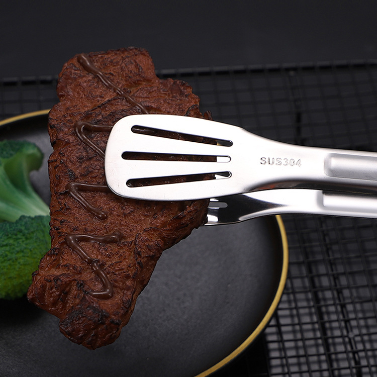 Thickened three-line 9-inch food clip 304 stainless steel barbecue bread clip steak clip cake clip wholesale hotel supplies