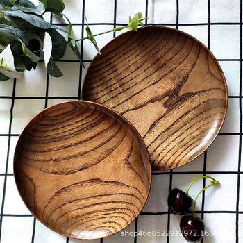 Wooden Tableware Whole Wooden Saucer Japanese-style Hotel Snack Saucer Solid Wood Snack Fruit Plate Wooden Saucer Household Wholesale