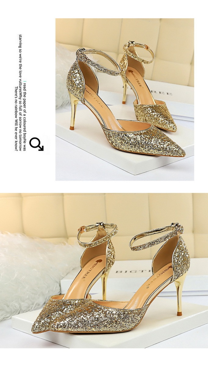 Sandal cao gót nữ mũi nhọn quai ngang đính 片 phối hợp — 283-1 Bạc 9.5CM, 283-1 đen 9.5CM, 283-1 màu Đỏ 9.5CM, 283-A1 Bạc 7.5CM