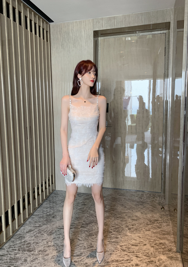 Đầm ren ôm body nữ dáng ngắn gợi cảm — [Trắng], [Đen] chi tiết 4