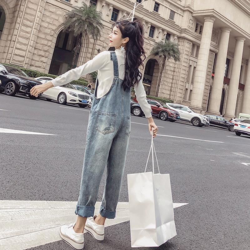 Plus Size Womens Denim Overalls Loose Fit Korean Style Flattering Design Casual Wear for Students OEM Available
