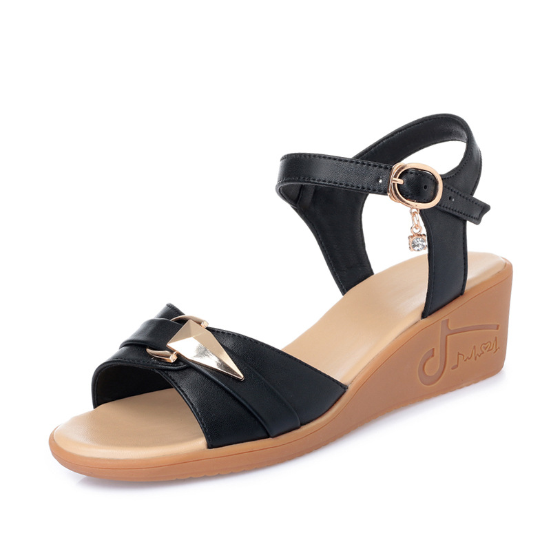 Dép Sandal Nữ Đế Xuồng Quai Hậu Mềm Mại Thoải Mái Đế Cao 4cm - 5cm Màu Be, Đen, Nâu