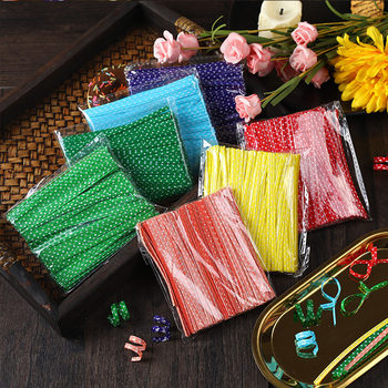 Custom wave dot tie silk baking sealing tie 6 color fashion gift plastic wrap loaf bread tie rope 10cm