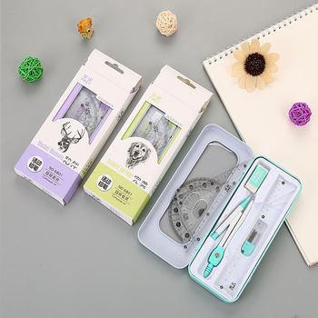 Fu Rui 6801 student stationery 7-piece compasses suit fresh student ruler drawing suit