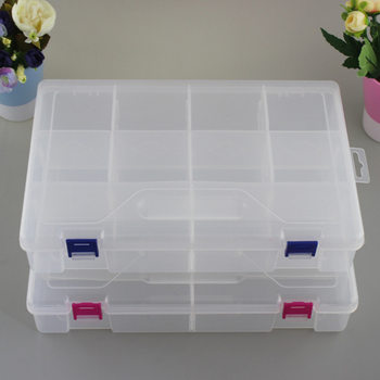 Large 10-grid double buckle transparent plastic box components plastic storage box jewelry box fishing gear box