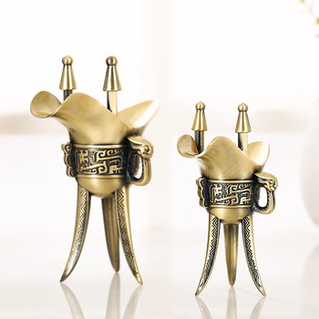 Metal bronze tripod jazz wine glass vintage high-end household drinking device wine glass wine gift Goblet