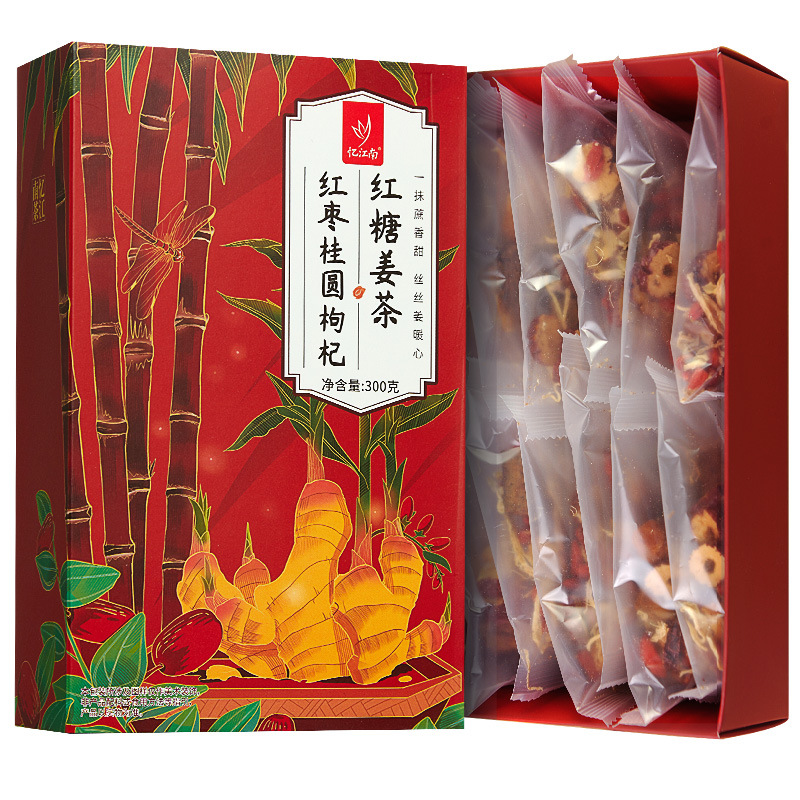 Yijiangnan Tea Substitute Camellia Tea Brown Sugar Ginger Tea Longan Wolfberry Brown Sugar Red Dates Ginger Jujube Tea 300g Box