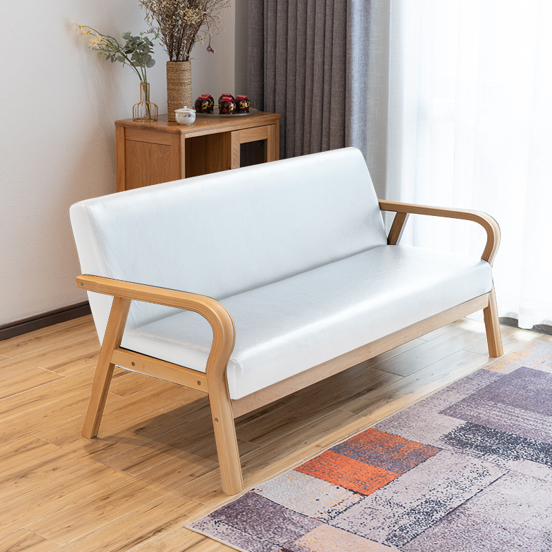 曲木扶手现代沙发新款田园布艺双人单人客厅实木日式简易沙发椅