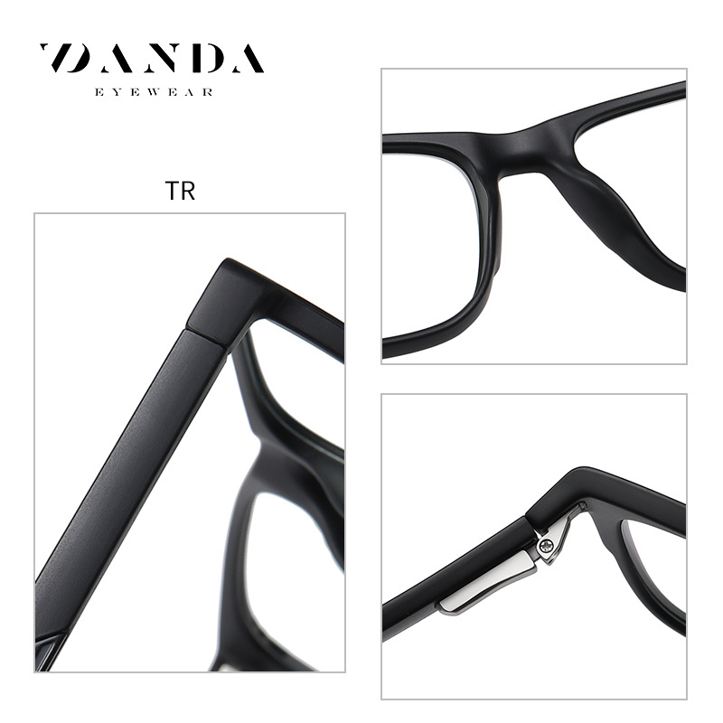 2025 New Anti-Blue Light Glasses Tr2309 Men's Flat Glasses Frame Spring Leg Non-Clamping Computer Goggles