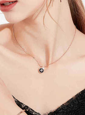 抖音网红爆款流行饰品项链女锁骨链彩金项饰18k玫瑰金钛钢吊坠女