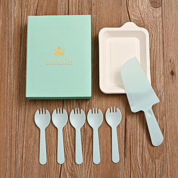 Knife, Fork, and Plate Set Disposable Tableware Birthday Cake Dessert Eco-Friendly Plastic Box Combination Food Grade