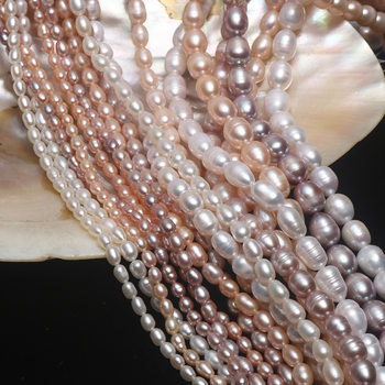 Wholesale natural freshwater rice shaped pearl 3-9mm strong light rice beads loose beads diy bracelet necklace material semi-finished products