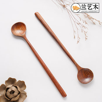 Japanese long handle wooden long spoon nanmu old paint coffee spoon mixing spoon wooden spoon wholesale