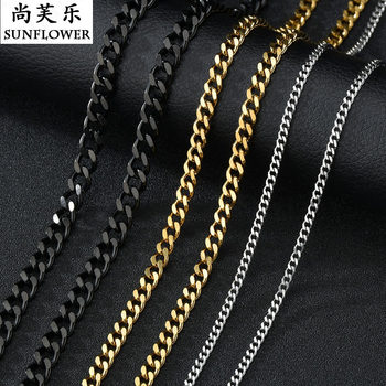 European and American Trendyy New Stainless Steel Necklace 18K Gold Vacuum Electroplating Double-Sided Grinding Cuban Chain Men's Spot Wholesale