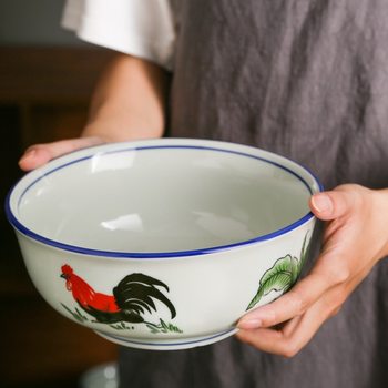 High temperature underglaze color cock bowl ceramic noodle bowl can fairy bowl reverse porridge soup bowl strong and resistant to damage