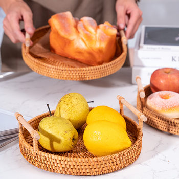 Factory spot Vietnam woven basket bread fruit snacks binaural portable picnic basket desktop woven basket