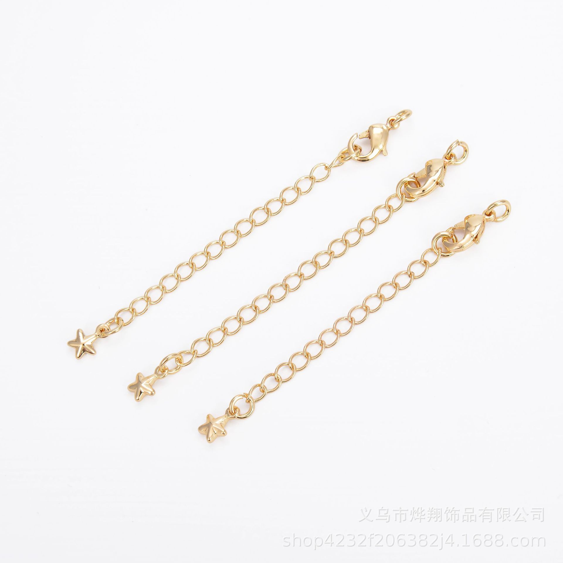 DIY Jewelry 14K Pack Gold Necklace Extended Chain Lobster Clasp Adjustable Chain Tail Chain Five-pointed Star Love Water Drop Pendant