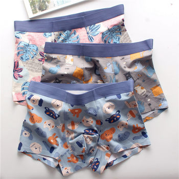 Autumn and Winter Men's Cotton Seamless Underwear 50 Count Cotton Welt Comfortable Men's Boxer Mid-Waist Manufacturer Direct Sales